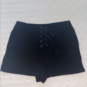Lace up black shorts